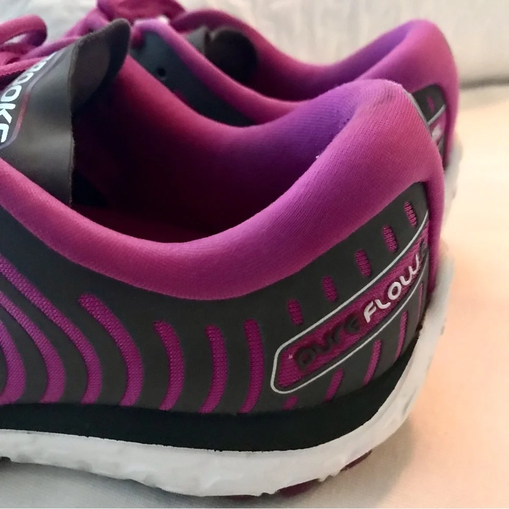 Brooks Running Shoes Pure Flow Purple Gray Athletic Sneakers Women Sz 6 Run Walk - Picture 5 of 11